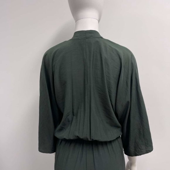 SHEIKE Fortress Olive Green Kimono Sleeve Draped Wedding Evening Midi Dress - Picture 8 of 15